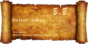 Beiner Baksa névjegykártya